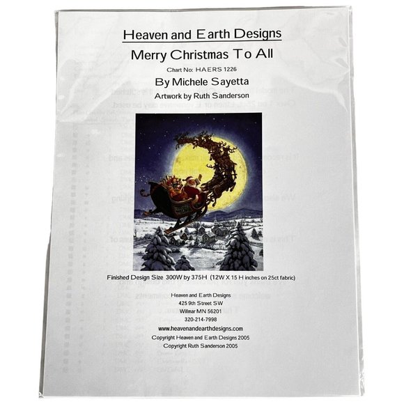 Heaven And Earth Designs Merry Christmas To All Cross Stitch Pattern Chart 2005 - Picture 2 of 3